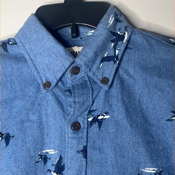 BLAKE SHELTON X LANDS END Men Blue Duck  Print Button Front Size M - Picture 3 of 8